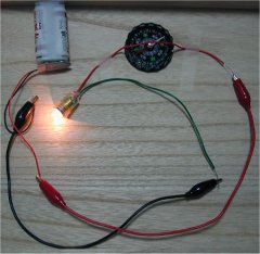 a compass and an electric circuit (on)