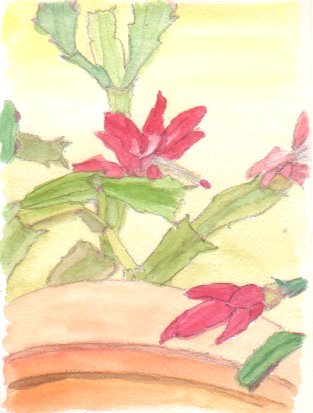 �V���R�o�T�{�e���̐Ԃ��ԂƃI�����W�F�̉Ԃ̊G