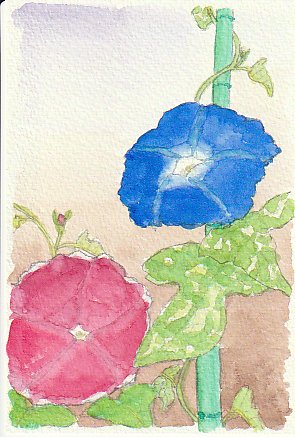 �A�T�K�I�̐ԐF�����ւƐF�̉Ԃ̊G