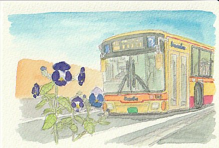 �o�X�ƃg���j�A�̉Ԃ̊G