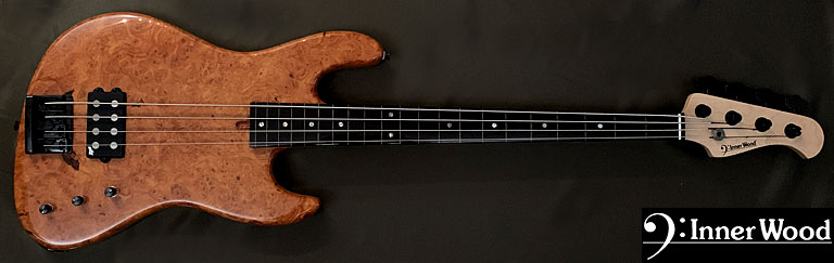 InnerWood GigJ4 Psychopath Burl Padouk Special Coated Lined Fretless