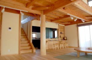 滑川町の自然素材の家薪ストーブのある家